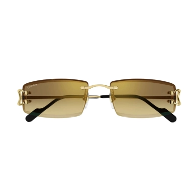 Cartier Eyewear Gold Brown Squared Sunglasses CT0465S 004 02