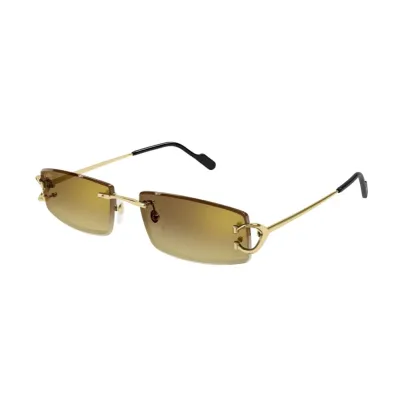 Cartier Eyewear Gold Brown Squared Sunglasses CT0465S 004 01