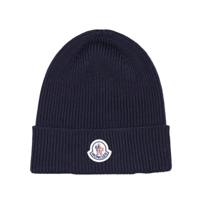 Moncler Cashmere Wool Beanie Navy Blue 01