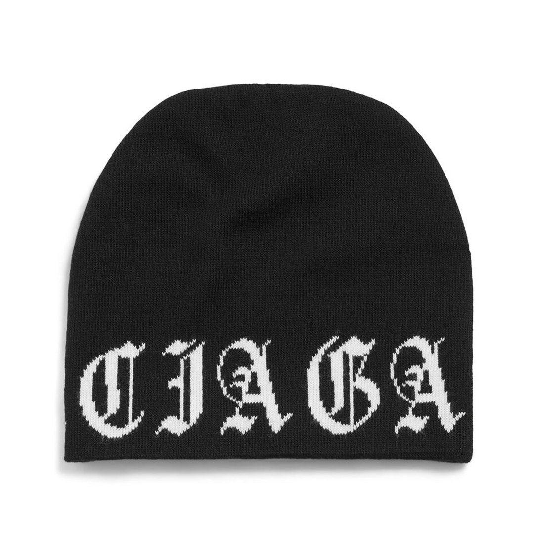 Balenciaga All-around Blackletter Beanie in Black/White