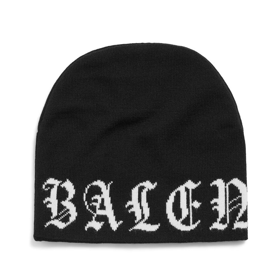 Balenciaga All-around Blackletter Beanie in Black/White