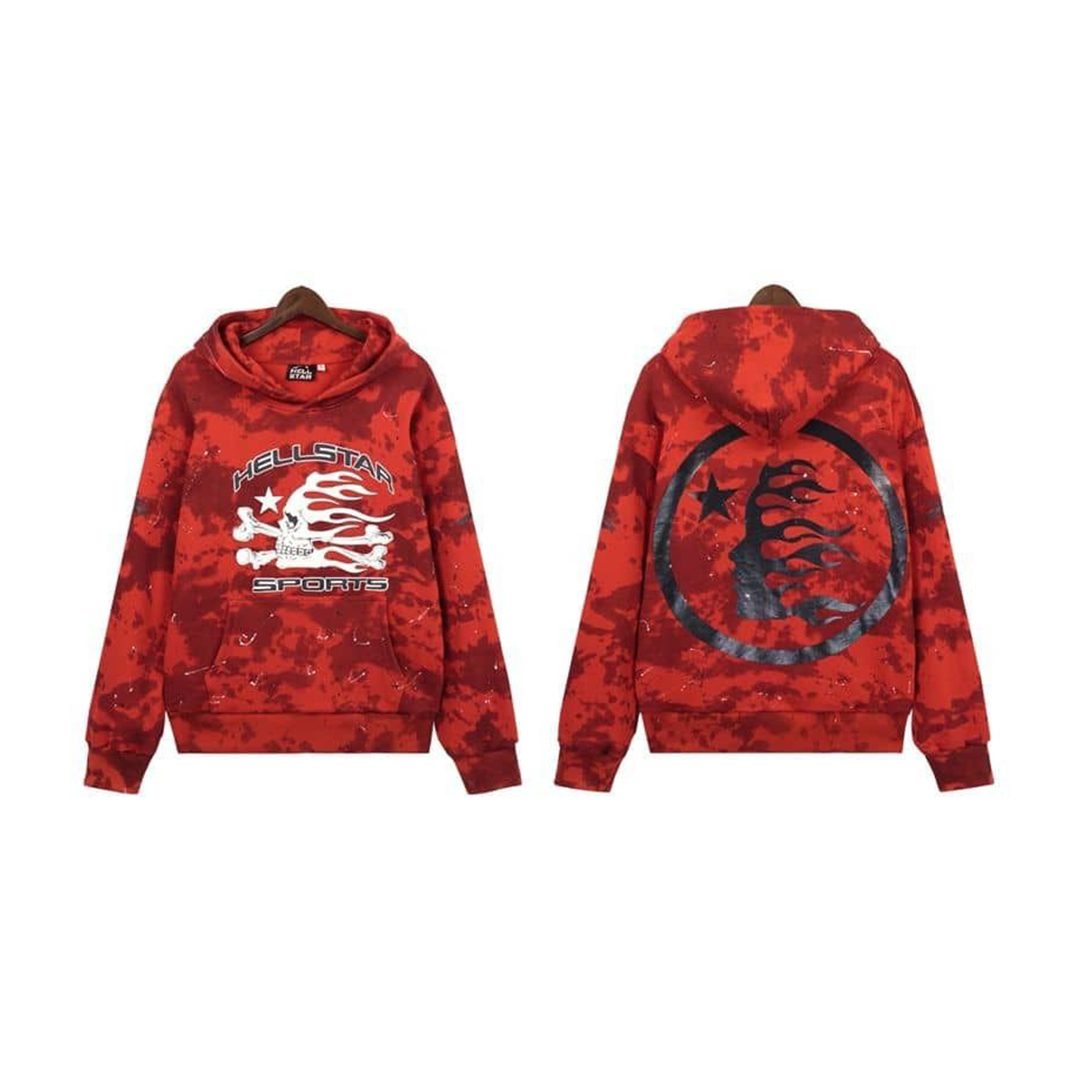 Hellstar Sports Tie-Dye Skull Hoodie Red