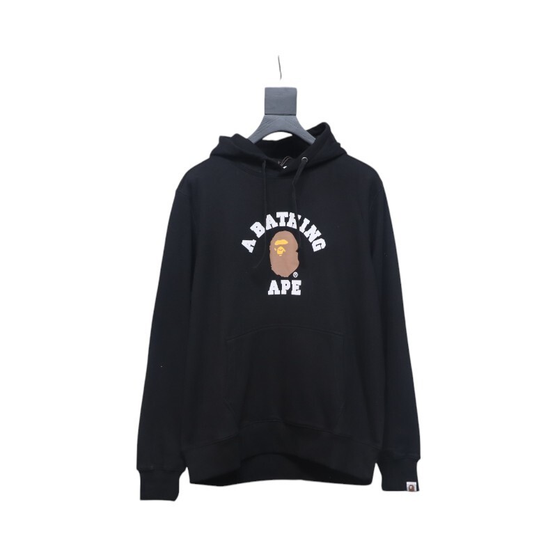 Bape Ape Head Logo Print Hoodie Black