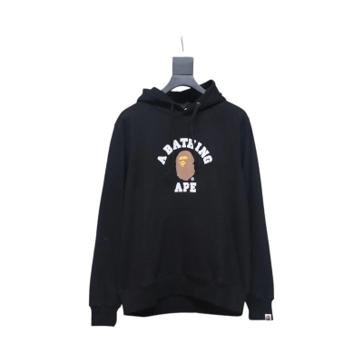 Bape Ape Head Logo Print Hoodie Black 01