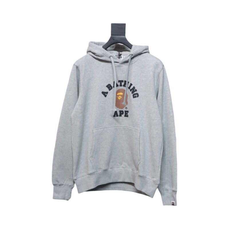 Bape Ape Head Logo Print Hoodie Gray