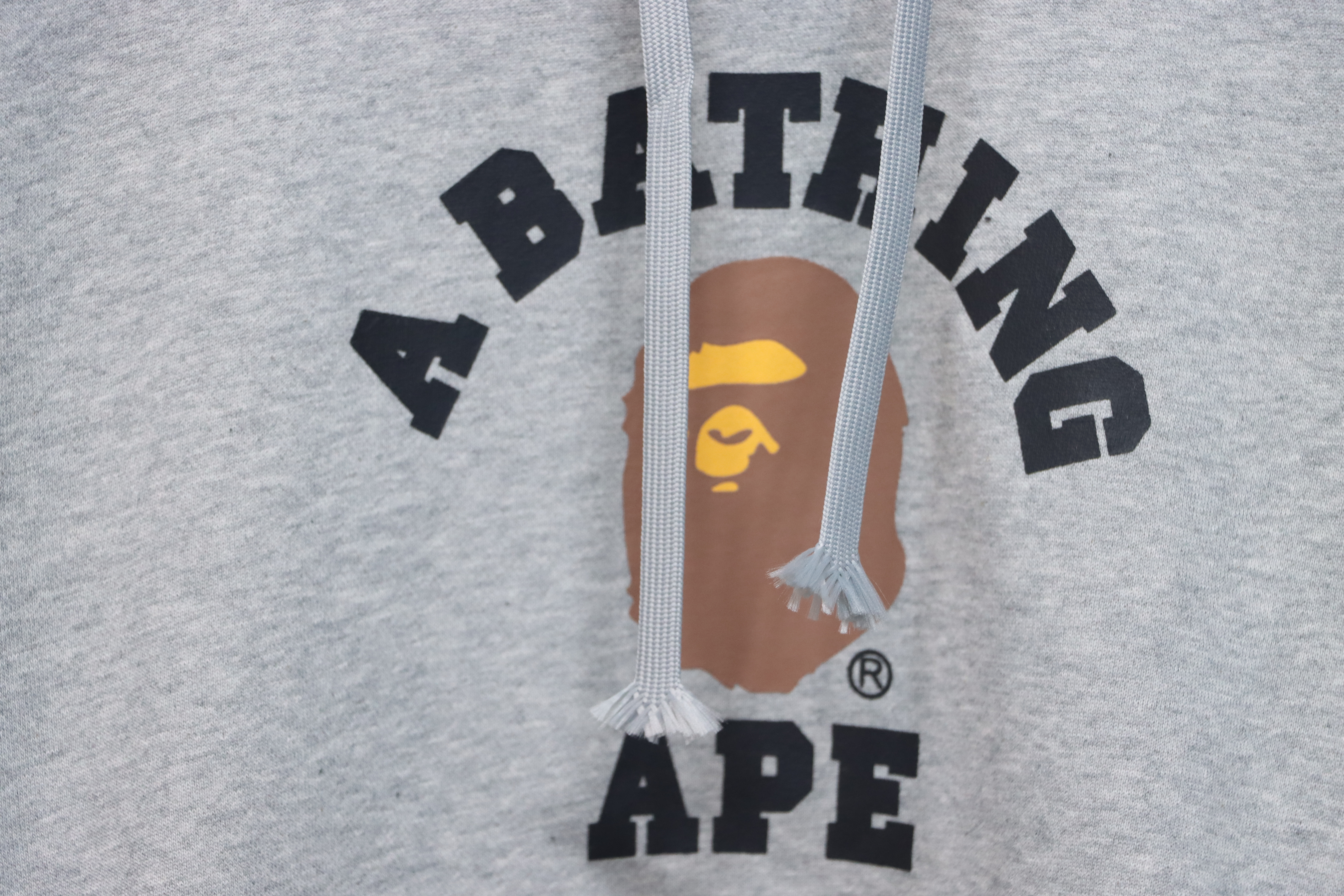 Bape Ape Head Logo Print Hoodie Gray