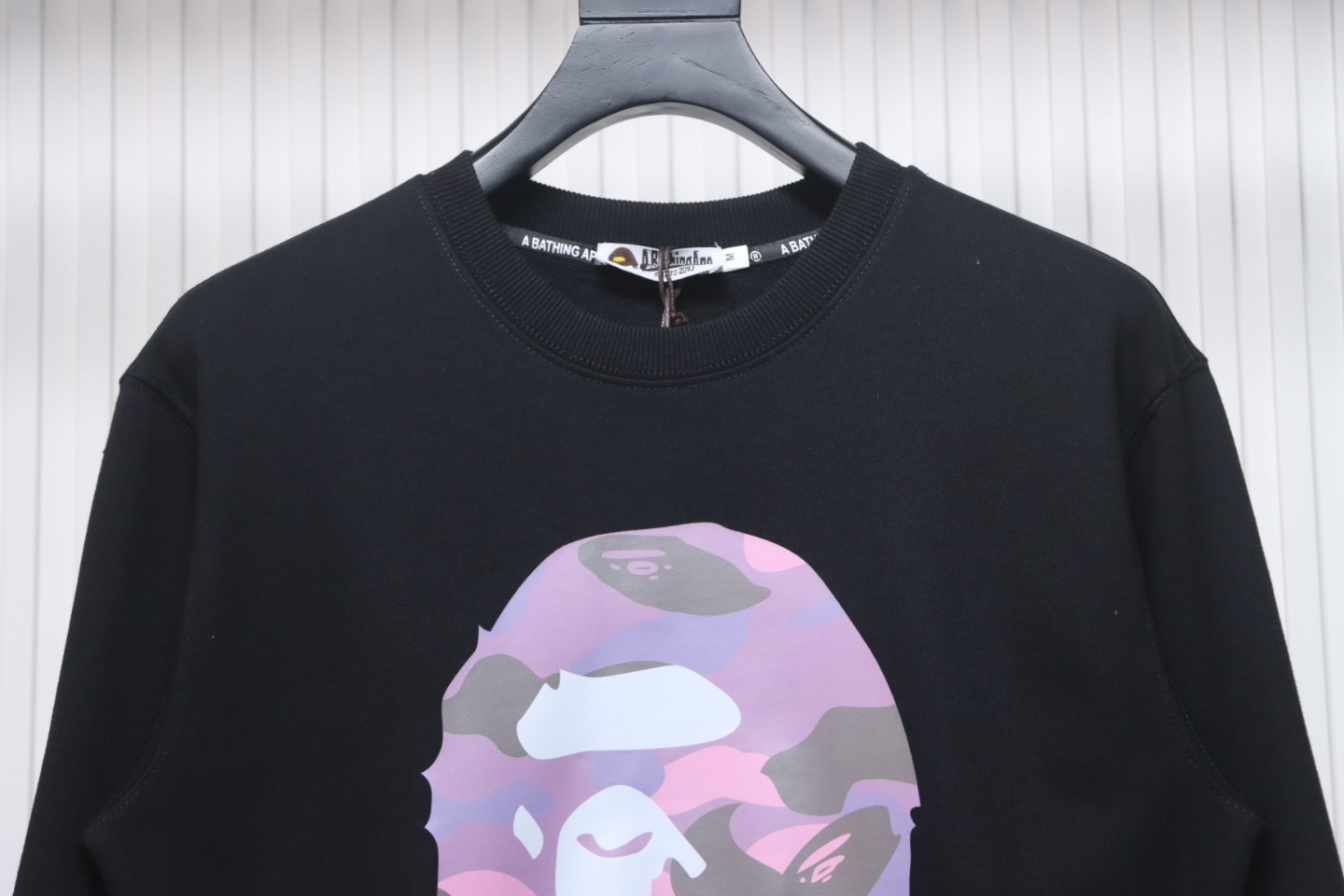 Bape Front And Back Ape Head Print Crewneck Sweatshirt 'Black/Purple'