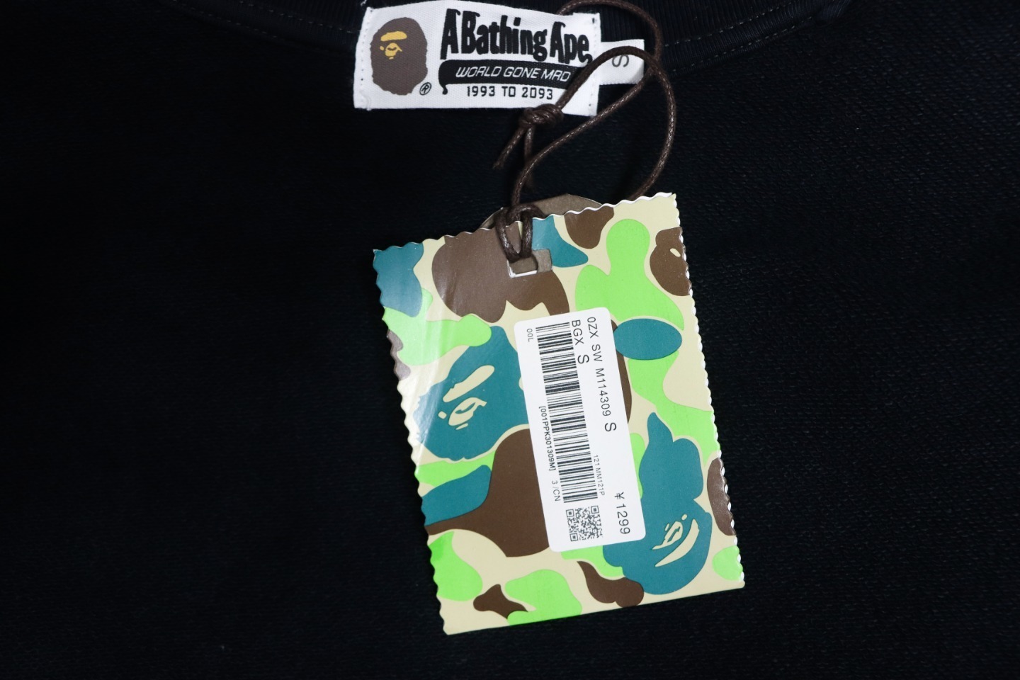 Bape Back Logo Lettering Ape Head Print Crewneck Sweatshirt 'Black/White'