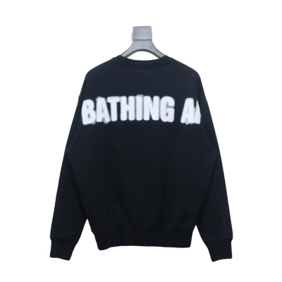 Bape Back Logo Lettering Ape Head Print Crewneck Sweatshirt 'Black/White' 02