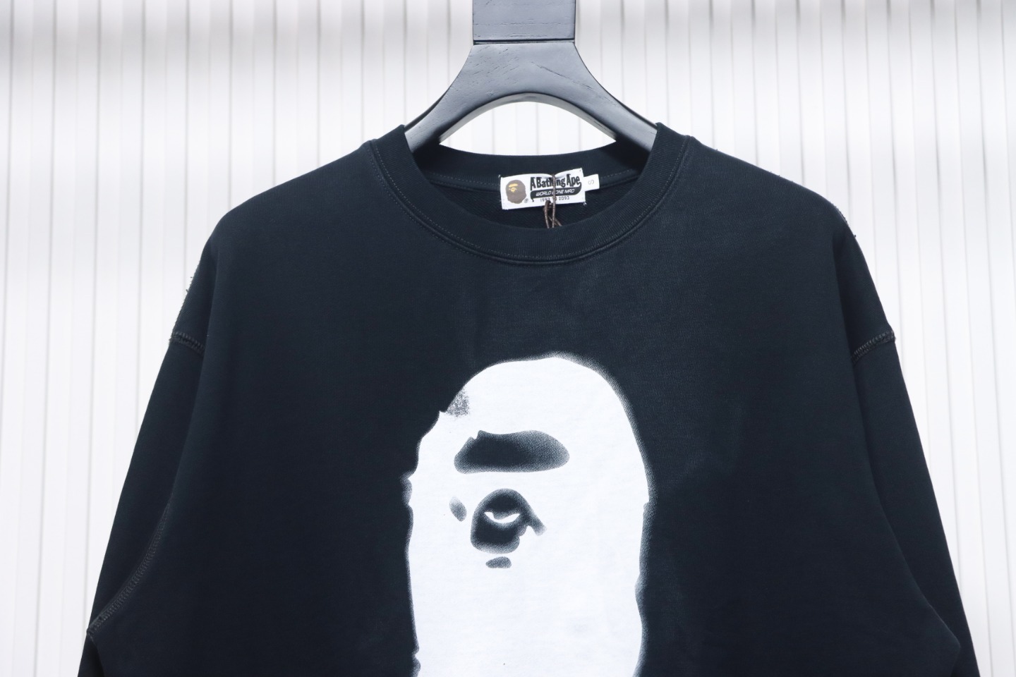 Bape Back Logo Lettering Ape Head Print Crewneck Sweatshirt 'Black/White'