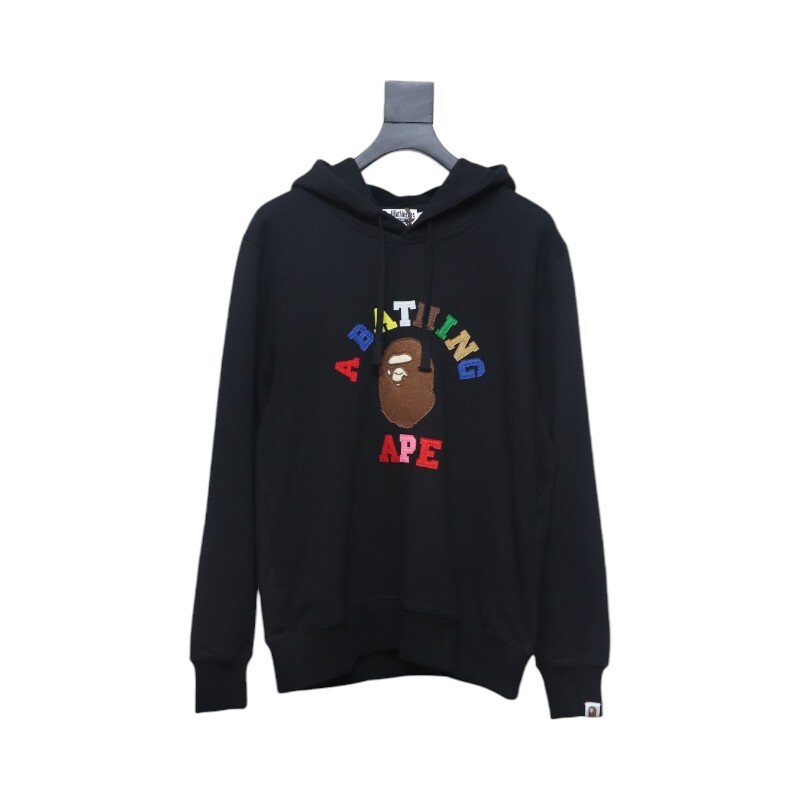 Bape Colorful Letter Print Hoodie Black