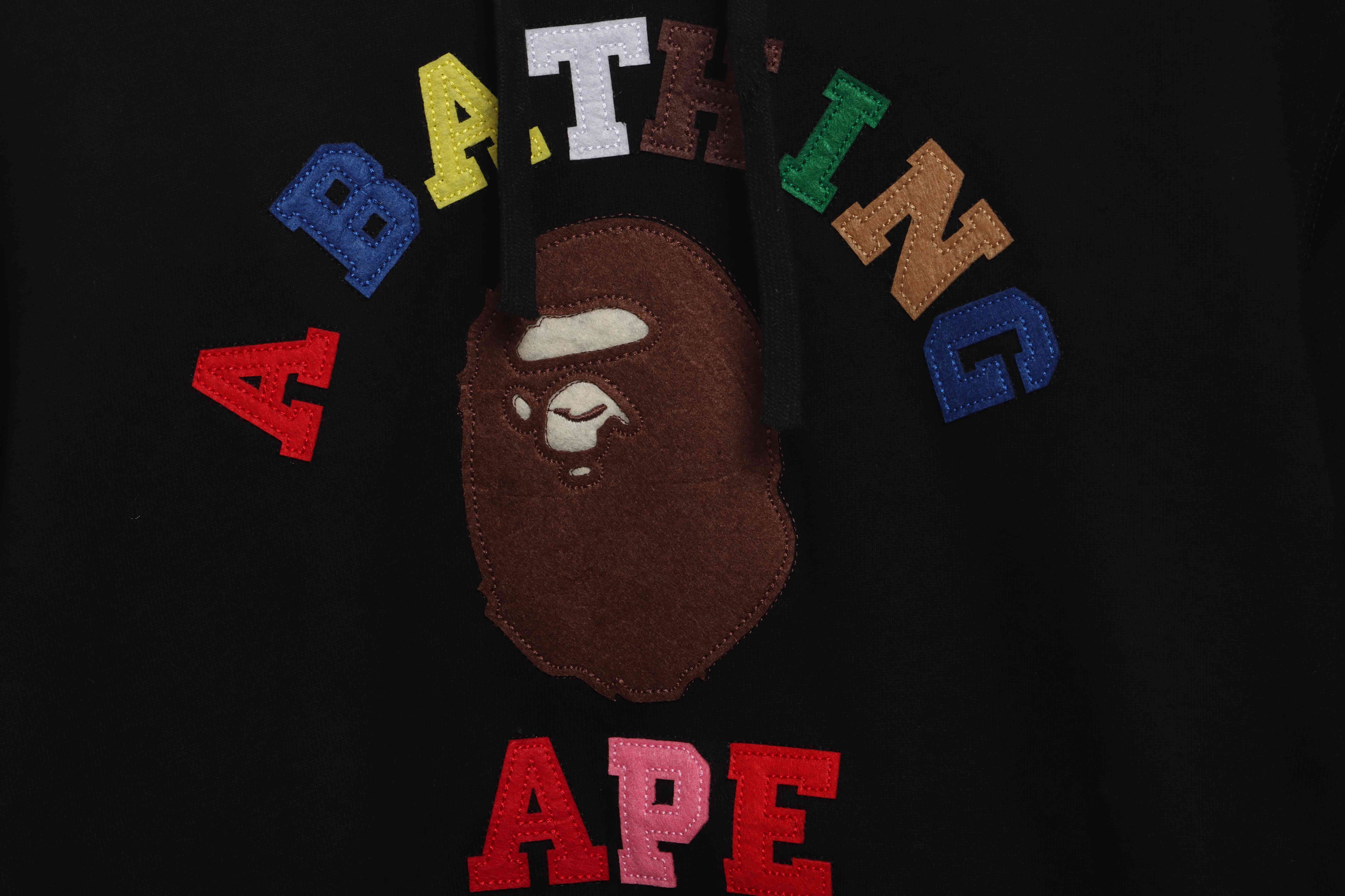 Bape Colorful Letter Print Hoodie Black