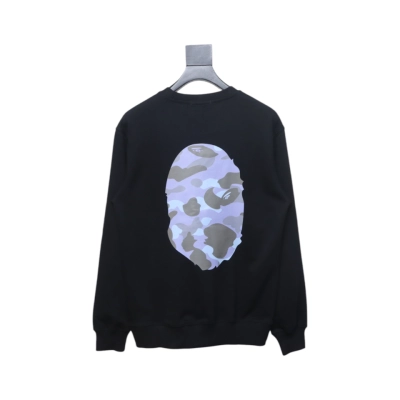 Bape Front And Back Ape Head Print Crewneck Sweatshirt 'Black/Blue' 02