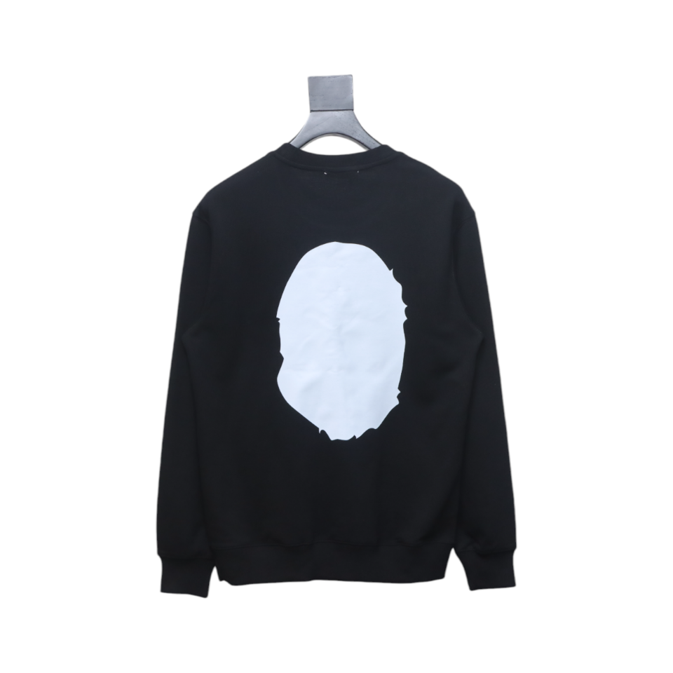 Bape Front And Back Ape Head Print Crewneck Sweatshirt 'Black/White'