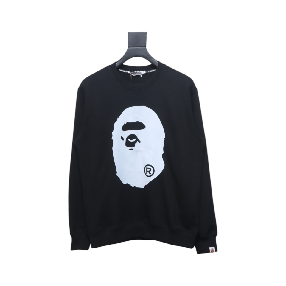 Bape Front And Back Ape Head Print Crewneck Sweatshirt 'Black/White'