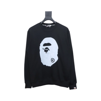 Bape Front And Back Ape Head Print Crewneck Sweatshirt 'Black/White' 01