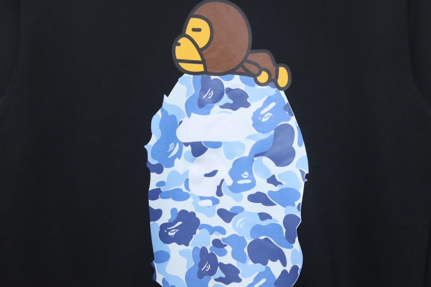 Bape Monkey Print Crewneck Sweatshirt 'Black/Blue'