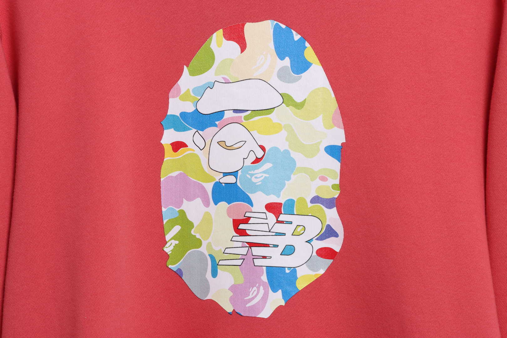 Bape x New Balance Ape Head Relaxed Fit Pullover Hoodie Red