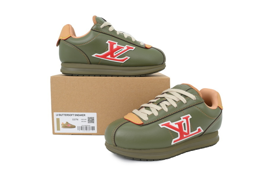 LV BUTTERSOFT Sneaker Lambskin/Plain Calf x Nigo Dark Green