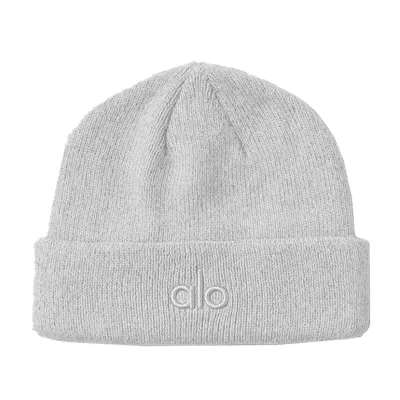 Alo Yoga White Logo White Notable Beanie  01