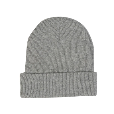 Alo Yoga Oatmeal Ash Notable Beanie With Dark Gray Label 02