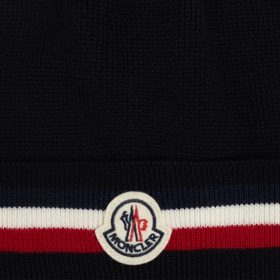 Moncler Cashmere Wool Beanie Striped Black