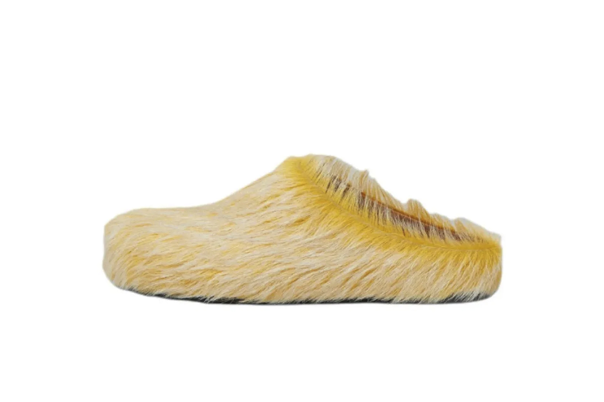 Marni Long-hair Calfskin Fussbett Sabot Light Yellow Brown