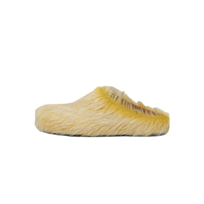 Marni Long-hair Calfskin Fussbett Sabot Light Yellow Brown 01