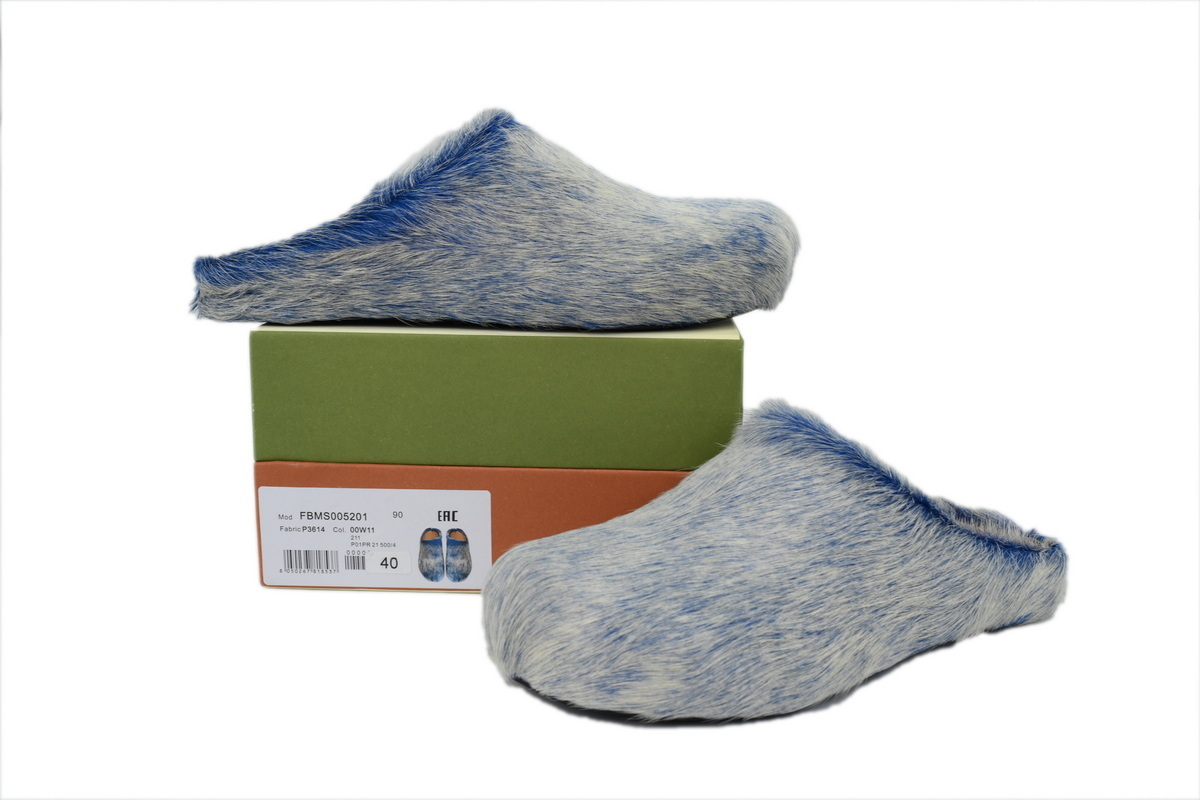 Marni Long-hair Calfskin Fussbett Tie Dye White Blue