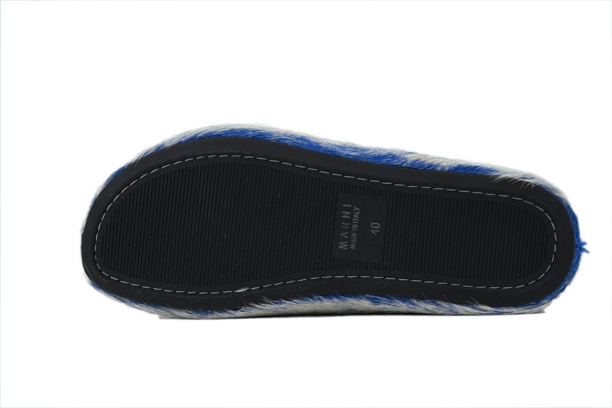 Marni Long-hair Calfskin Fussbett Tie Dye White Blue