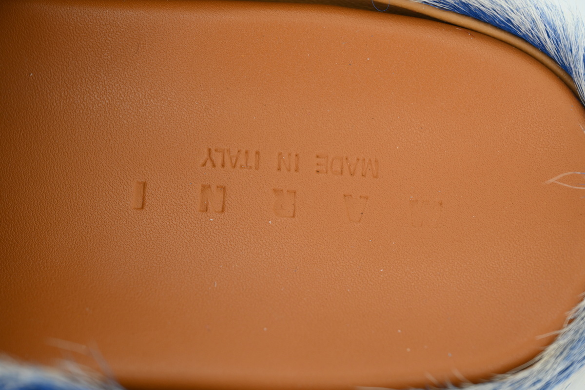 Marni Long-hair Calfskin Fussbett Tie Dye White Blue