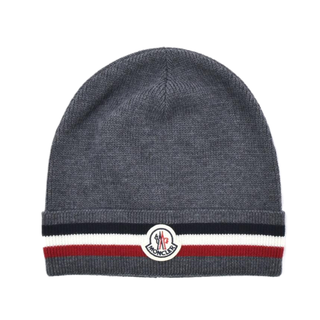 Moncler Cashmere Wool Beanie Striped Gray