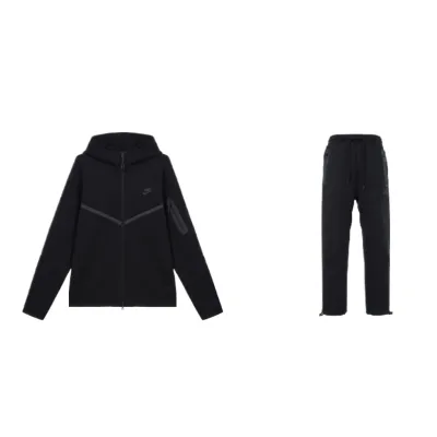 Nike Sportswear Tech Fleece Full-Zip Hoodie & Joggers Set Front Twill Black 01