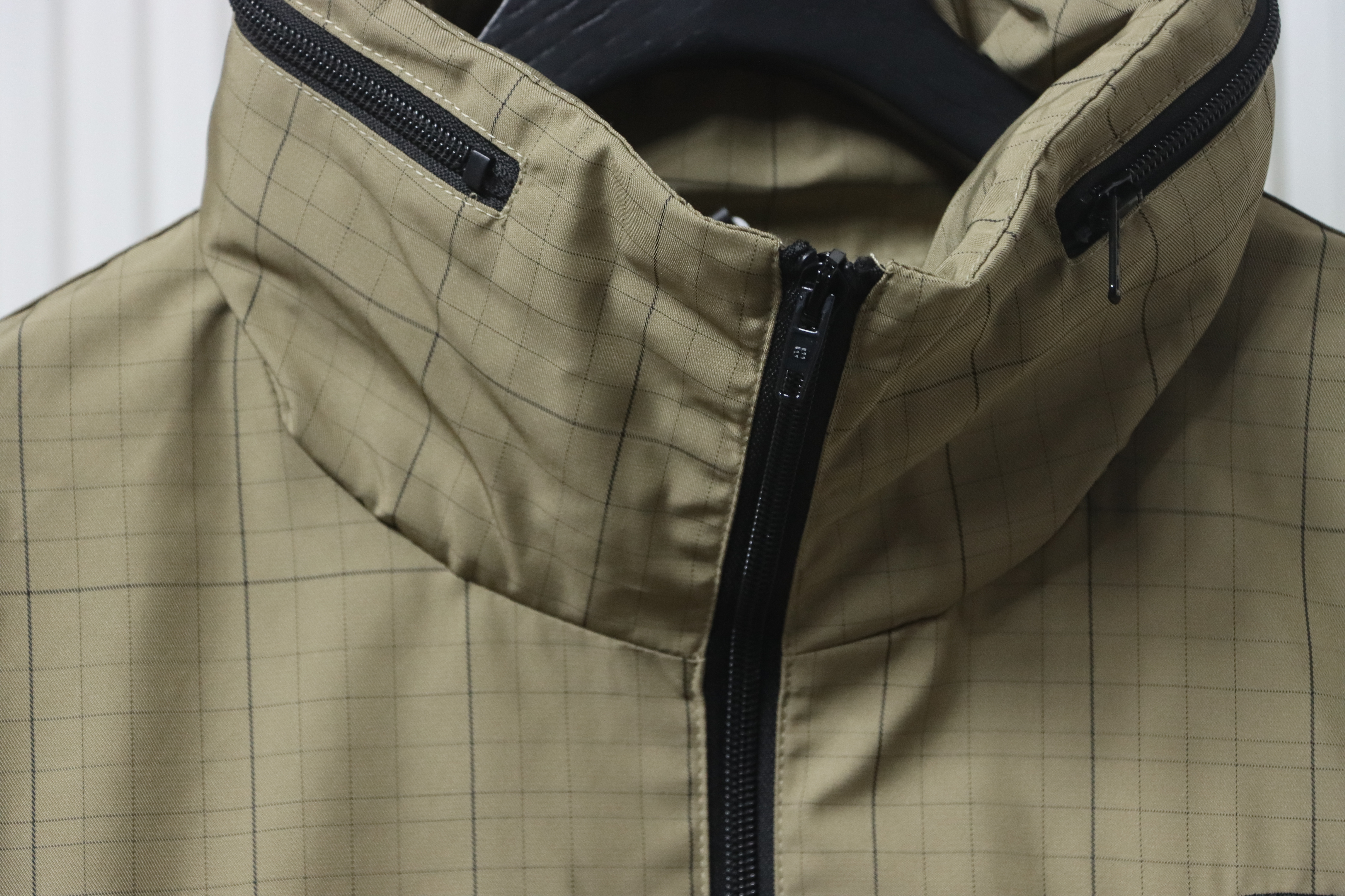 Balenciaga Embroidered Plaid Stand-up Collar Half-zip Jacket Brown