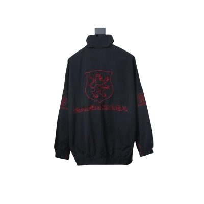 Balenciaga Letter Embroidery Zipper Jacket Black 02