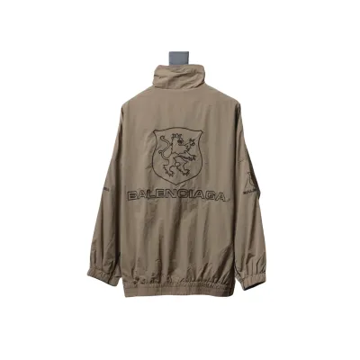 Balenciaga Letter Embroidery Zipper Jacket Browm 02