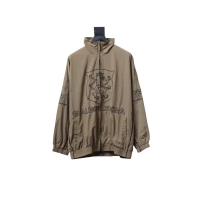 Balenciaga Letter Embroidery Zipper Jacket Browm 01
