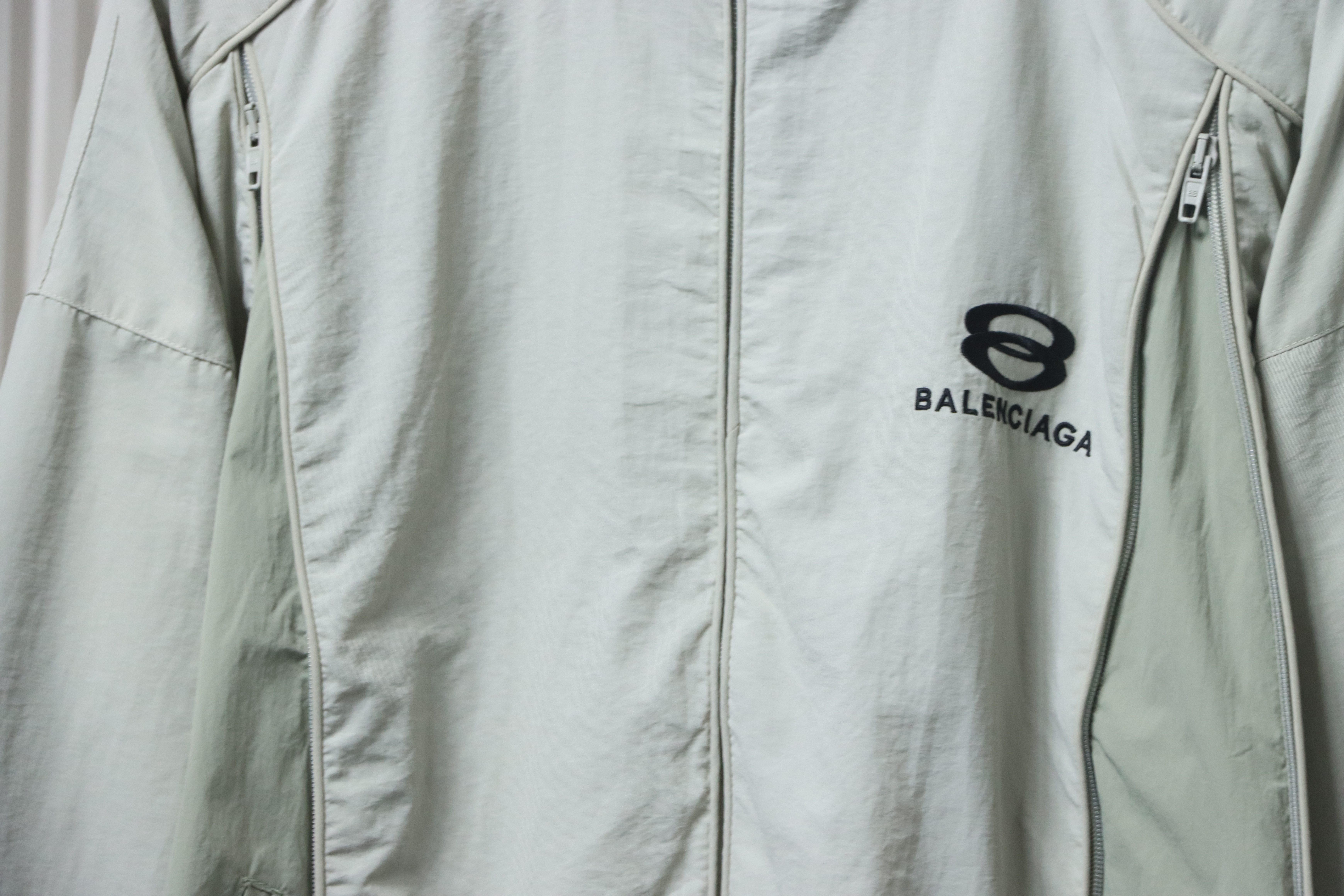 Balenciaga Letter Embroidery Zipper Jacket White