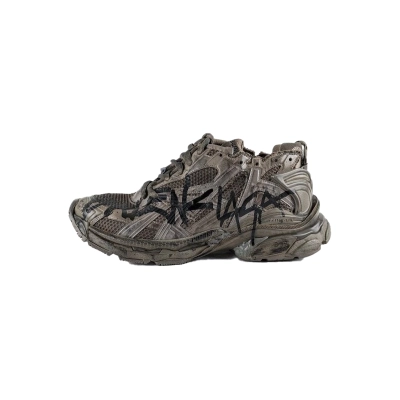 Balenciaga Runner Monocolor Graffiti Mesh Runner in Dark Taupe/Black 01