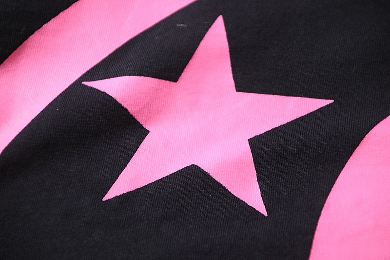 Hellstar Classic Pink Logo Black T-shirt With Hot-fix Rhinestones #6753
