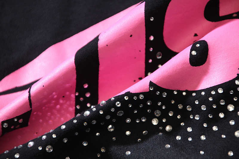 Hellstar Classic Pink Logo Black T-shirt With Hot-fix Rhinestones #6753