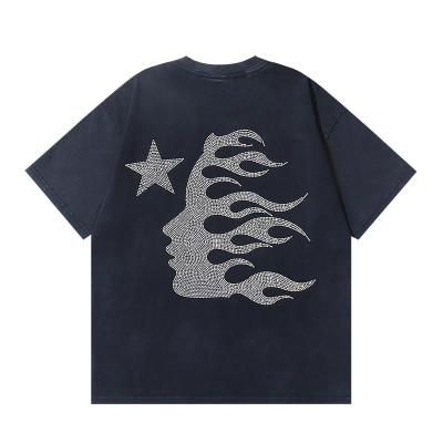 HellStar Dennis Rodman Black-Blue T-shirt With Hot-fix Rhinestones #6771 02