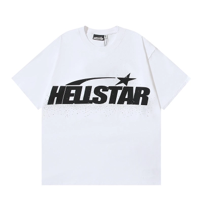 Hellstar Classic White T-shirt With Hot-fix Rhinestones #5617  01