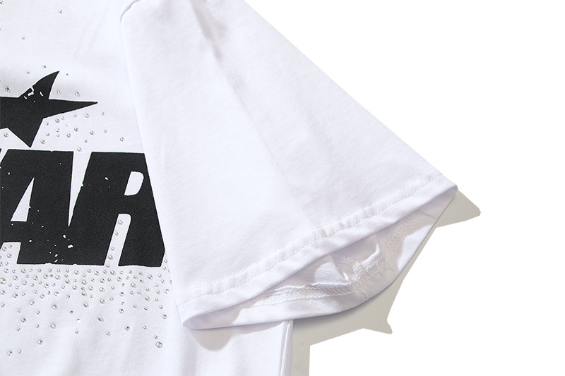 Hellstar Classic White T-shirt With Hot-fix Rhinestones #5617 