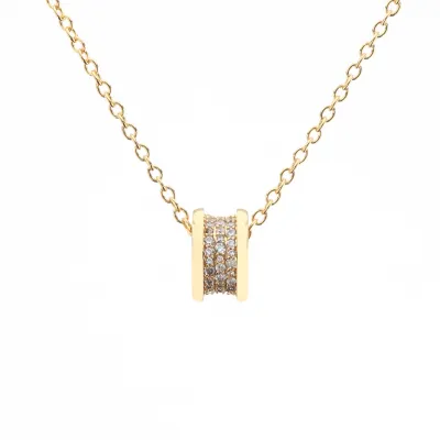 Bvlgari B.Zero1 Pavé Diamond "Waist" Pendant Necklace Gold 01