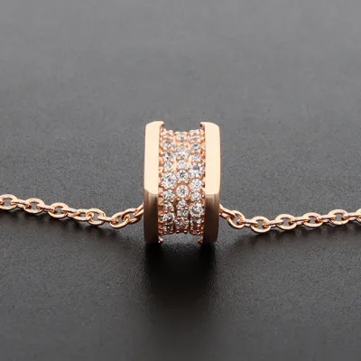 Bvlgari B.Zero1 Pavé Diamond "Waist" Pendant Necklace Rose Gold 02