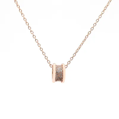 Bvlgari B.Zero1 Pavé Diamond "Waist" Pendant Necklace Rose Gold 01