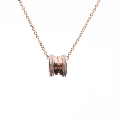 Bvlgari B.Zero1 Rose Gold Pendant Necklace With Diamond-edging 01