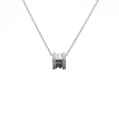 Bvlgari B.Zero1 Silver Pendant Necklace With Diamond-edging 01