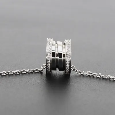 Bvlgari B.Zero1 Silver Pendant Necklace With Diamond-edging 02